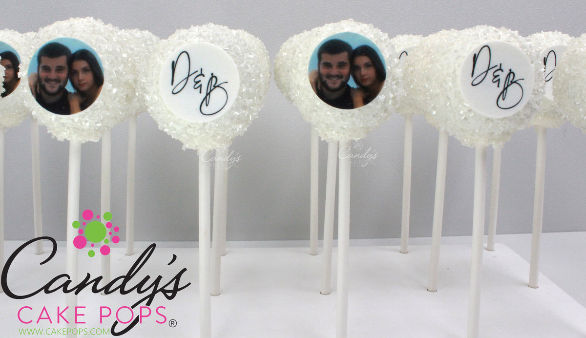 Custom Color + Monogram/Engagement Decal Cake Pops - Candy's Cake Pops