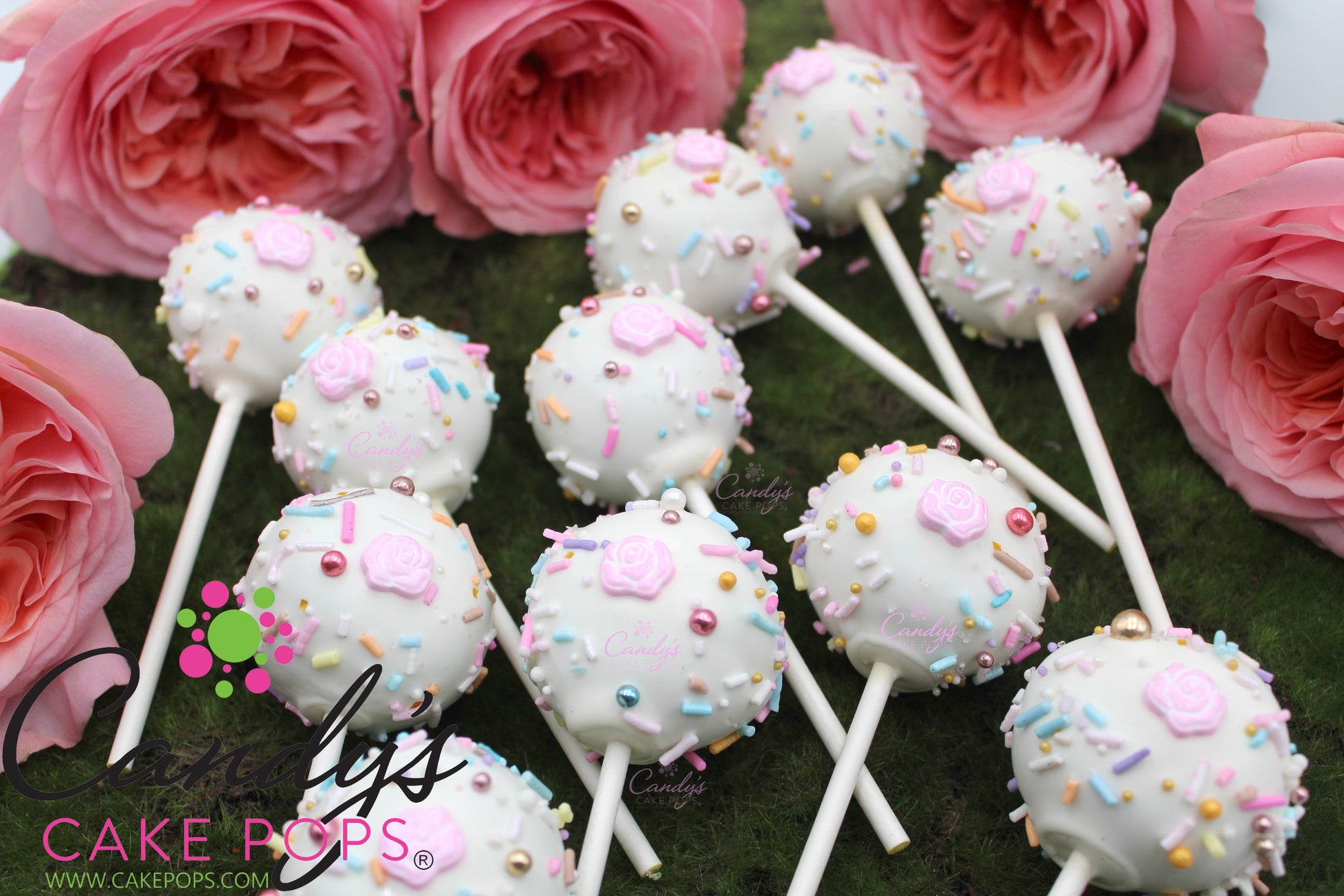 English Rose Flower Cake Pops. Baby Shower, Wedding Shower, Spring, Summer Cake Pops. Garden Party