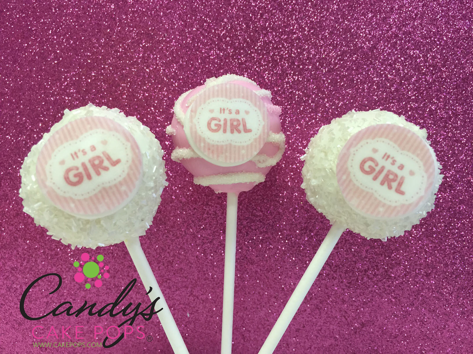 It's A Girl Edible Decal Cake Pops Baby Shower