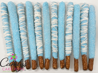Custom Color Diamond Sparkle Chocolate Covered Pretzel Rods - Candy's Cake Pops