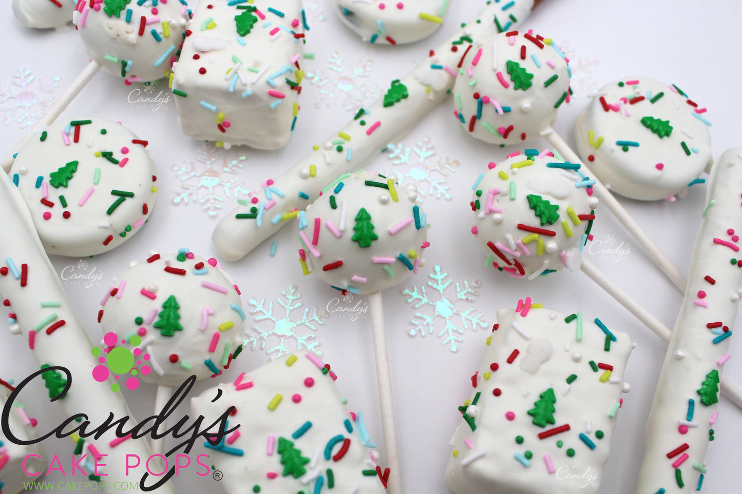 Whimsical Christmas Tree Party Variety Package: Cake Pops, Oreos, Rice Krispies, & Pretzel Rods! - Candy's Cake Pops