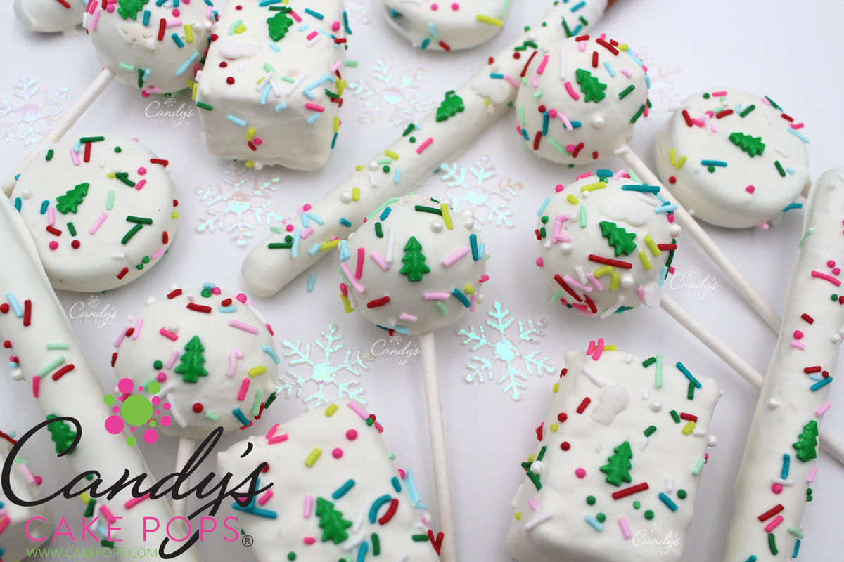 Whimsical Christmas Tree Party Variety Package: Cake Pops, Oreos, Rice Krispies, & Pretzel Rods!