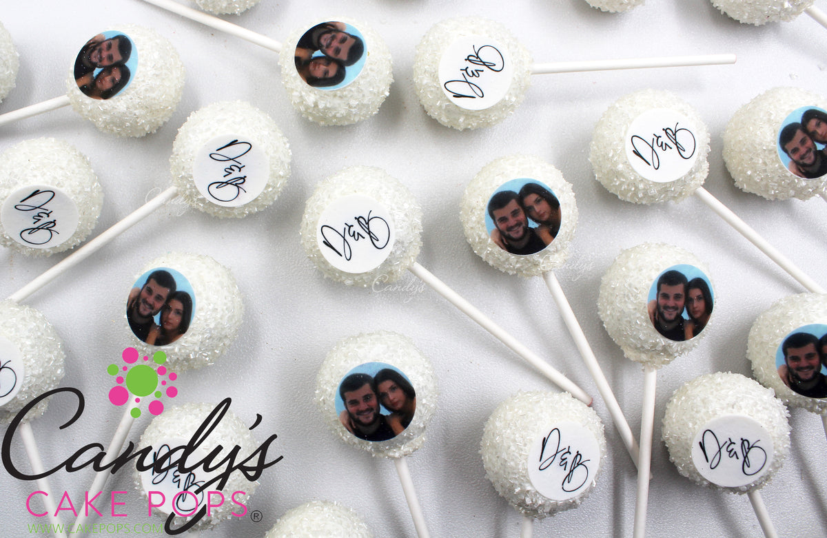 Custom Color + Monogram/Engagement Decal Cake Pops - Candy's Cake Pops