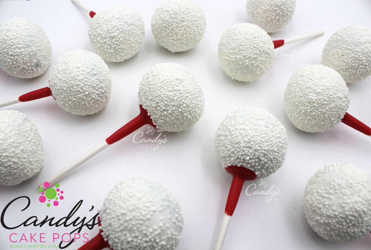 Golf Ball Cake Pops with Red Golf Tees