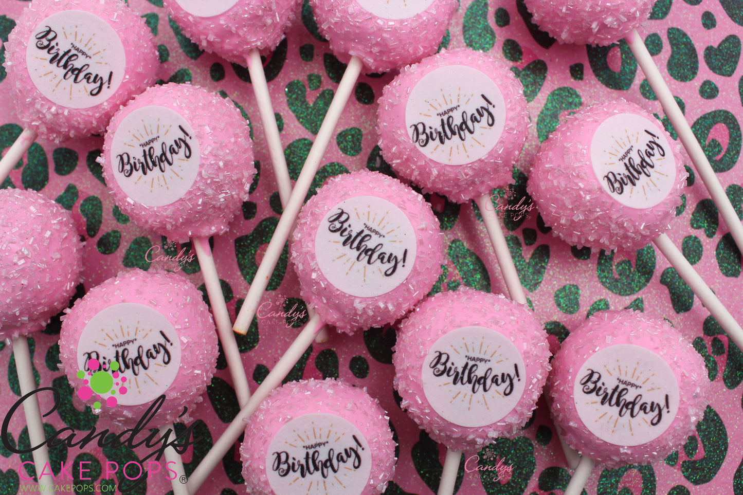 Glam Birthday Edible Decal Cake Pops (Choose Color and Sprinkles : Silver, Gold, or White Diamonds) - Candy's Cake Pops