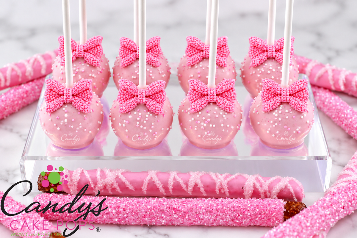 Pink and Light Pink Girl Bow Cake Pops 