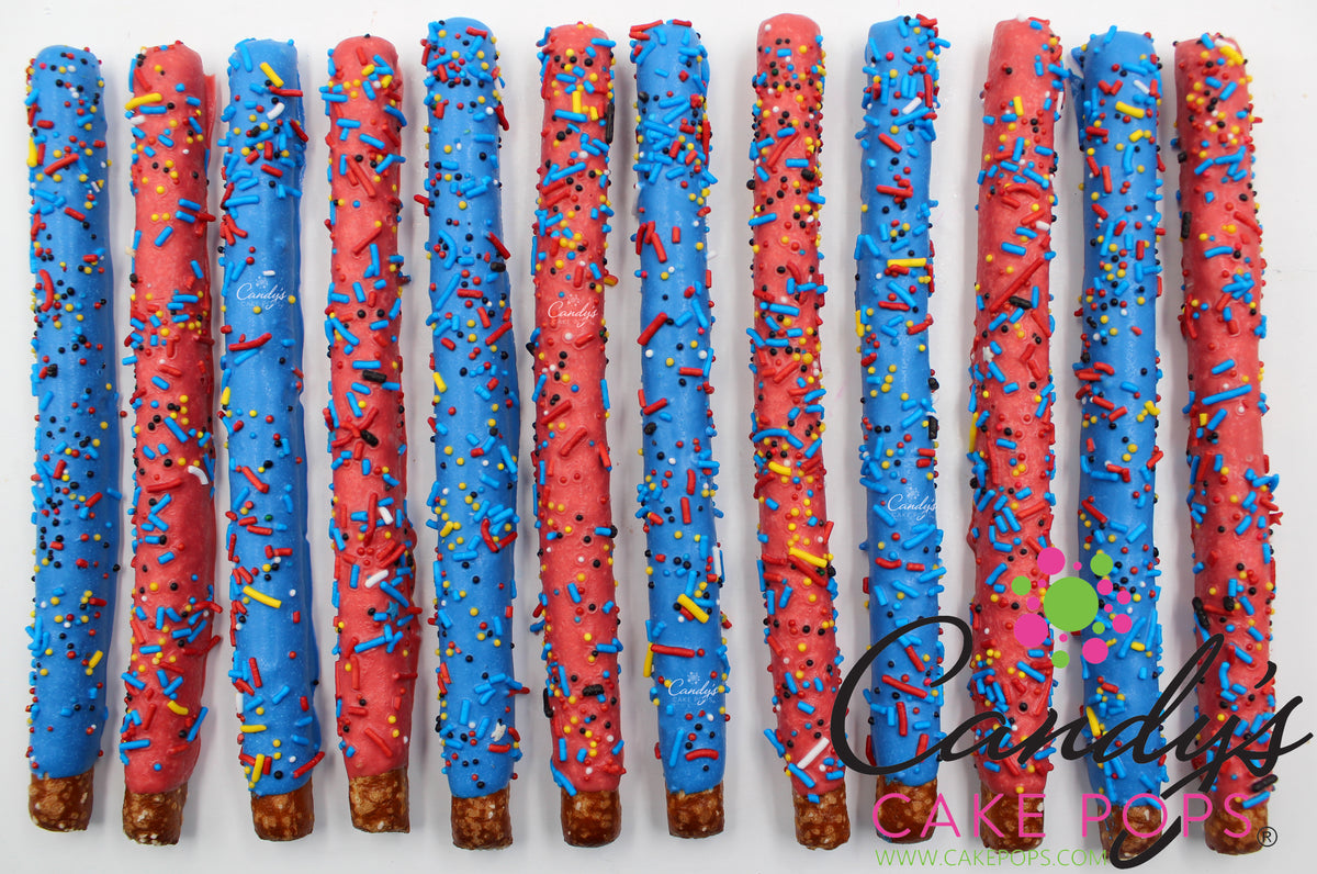 Simple Sprinkle Custom Color Chocolate Covered Pretzel Rods - Candy's Cake Pops