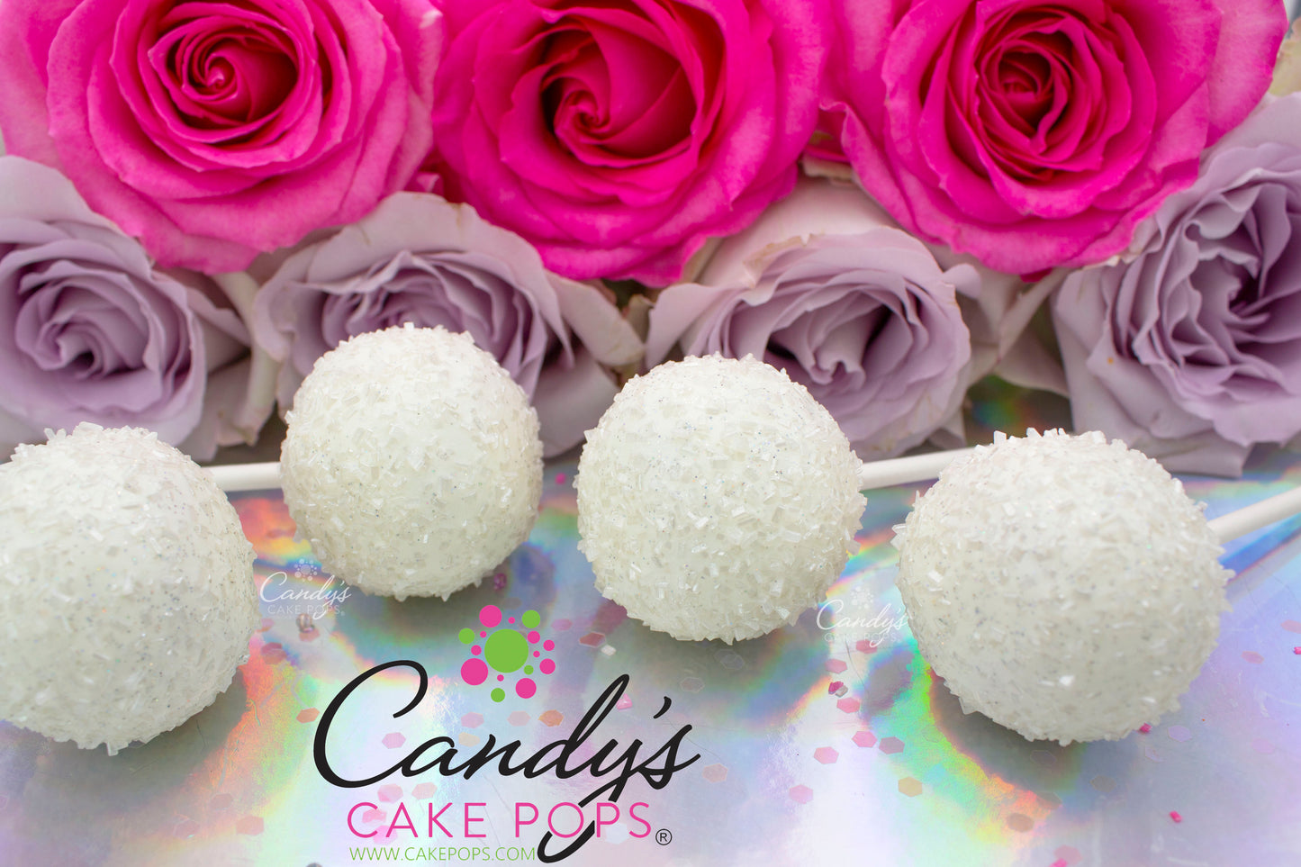 White Sparkle Glitter Cake Pops - Candy's Cake Pops