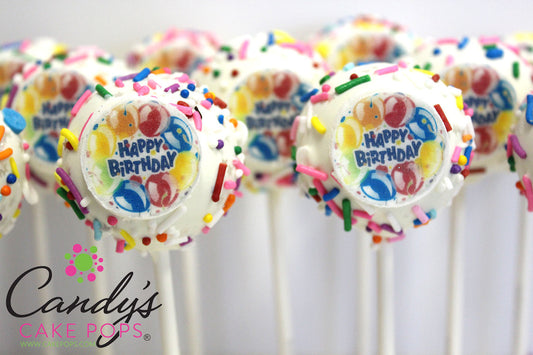 Happy Birthday Edible Decal Cake Pops - Candy's Cake Pops