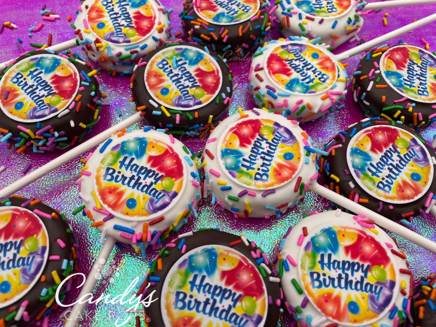 Happy Birthday Chocolate Covered Oreos - Candy's Cake Pops