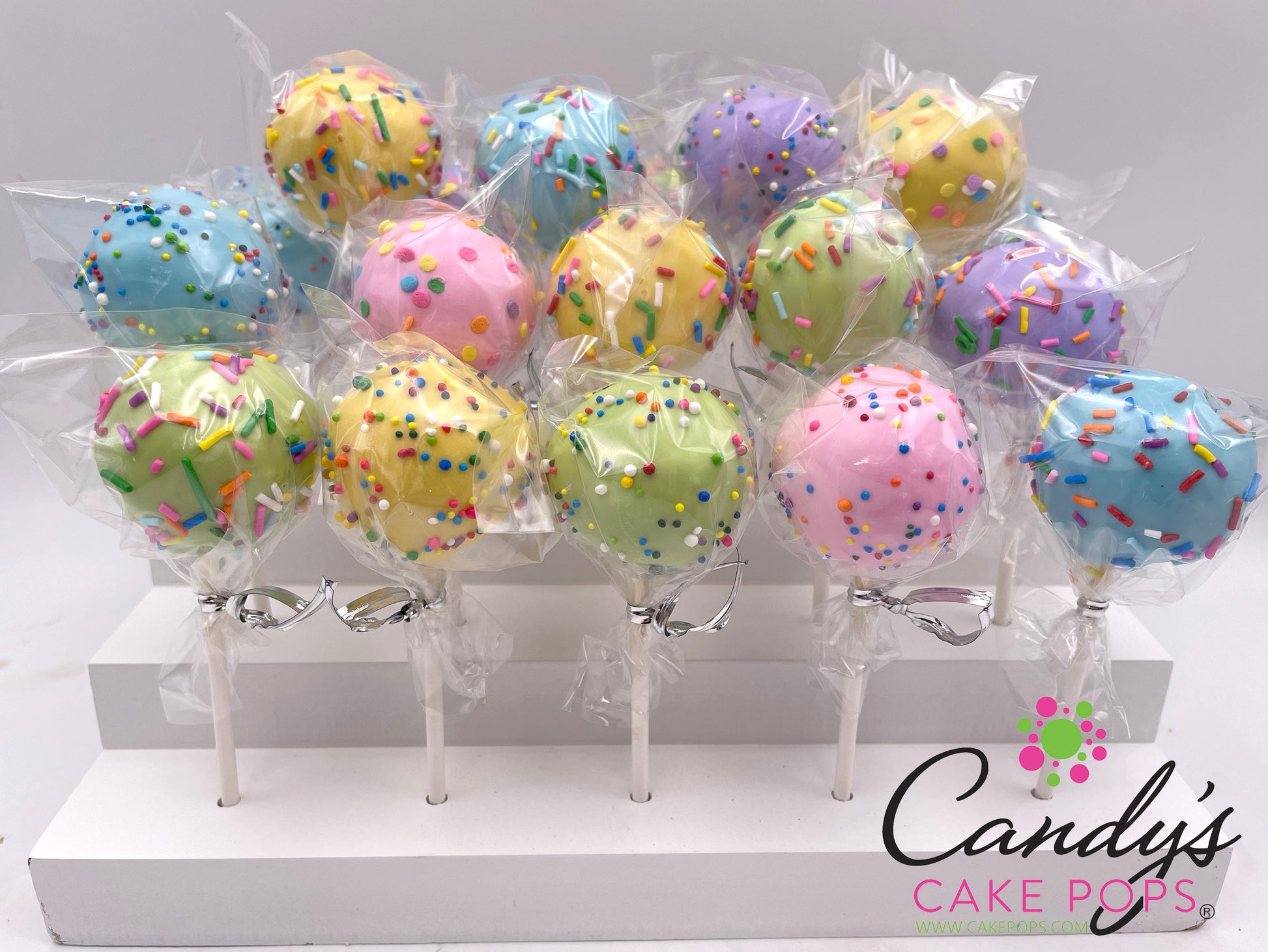 White Tiered Wooden Cake Pop Stand - Holds 24 Cake Pops (Cake Pops Not Included) - Candy's Cake Pops