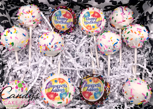 Happy Birthday Chocolate Covered Oreos + Cake Pops Gift Box - Candy's Cake Pops