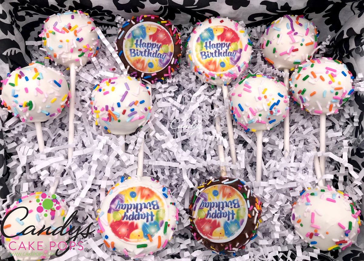 Happy Birthday Chocolate Covered Oreos + Cake Pops Gift Box
