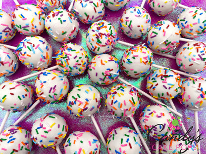 Wholesale / Bulk Simple Design Cake Pops *ONE OUTSIDE COATING COLOR ONLY WITH SPRINKLE COLOR CHOICE* - Candy's Cake Pops