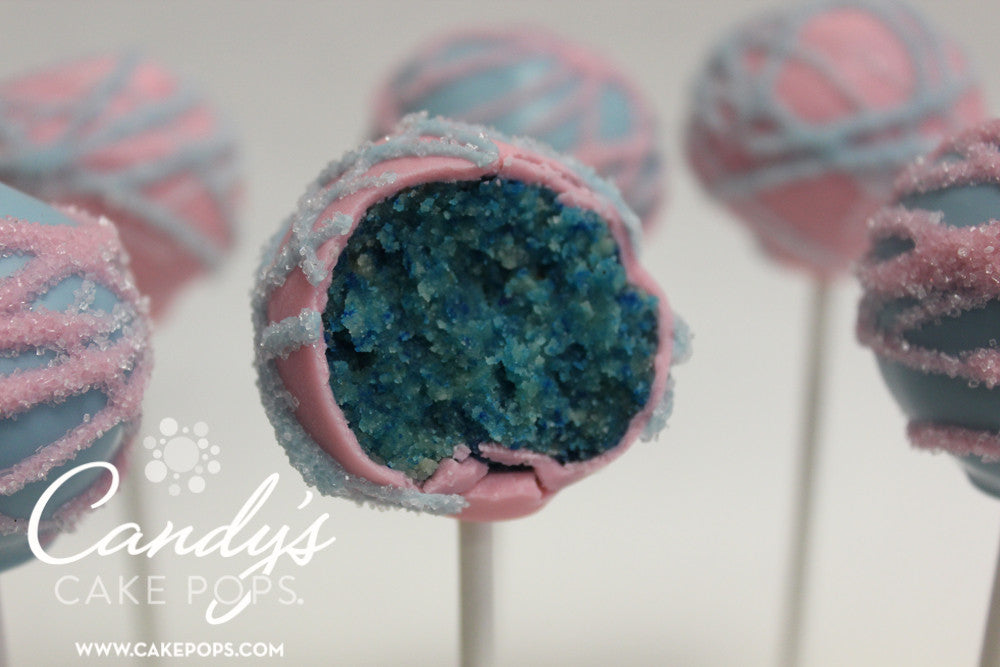 Gender Reveal Cake Pops (Vanilla Cake dyed either pink or blue inside or not sure yet)