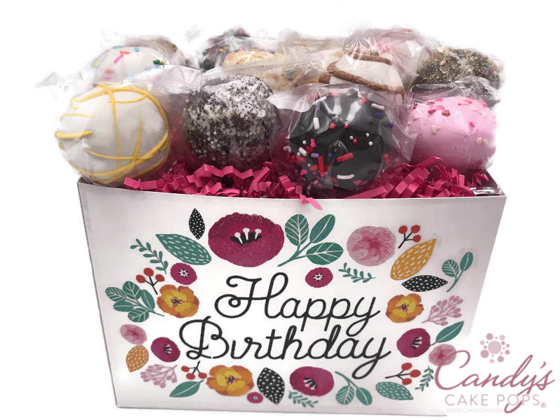 Happy Birthday Flower Bouquet Cake Pop Gift Box - Candy's Cake Pops