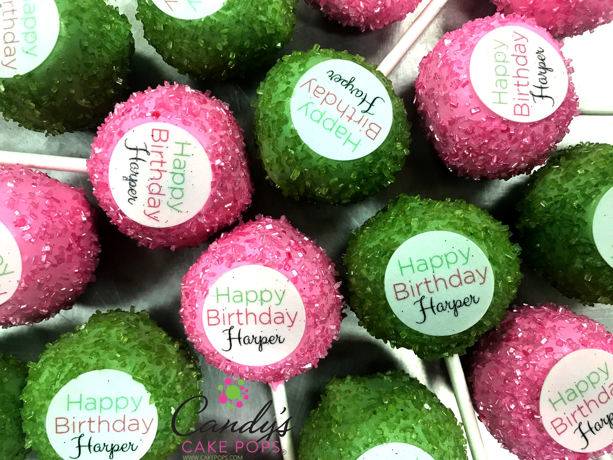 Custom Name + Color Happy Birthday Decal Cake Pops