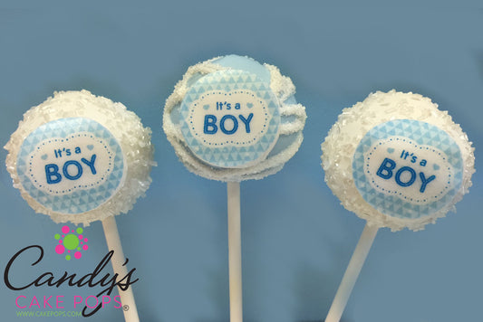 It's A Boy Edible Decal Cake Pops Baby Shower - Candy's Cake Pops
