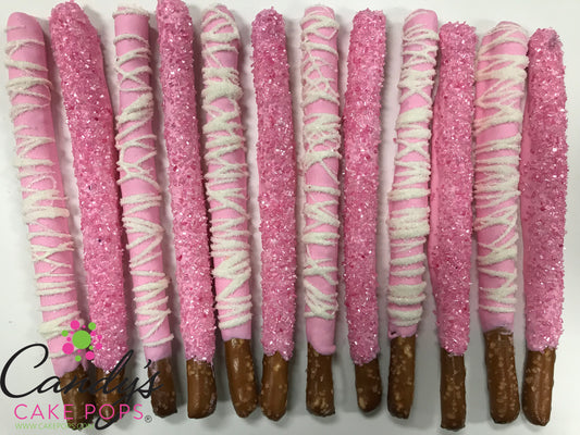 Custom Color Fancy Chocolate Covered Pretzel Rods - Candy's Cake Pops