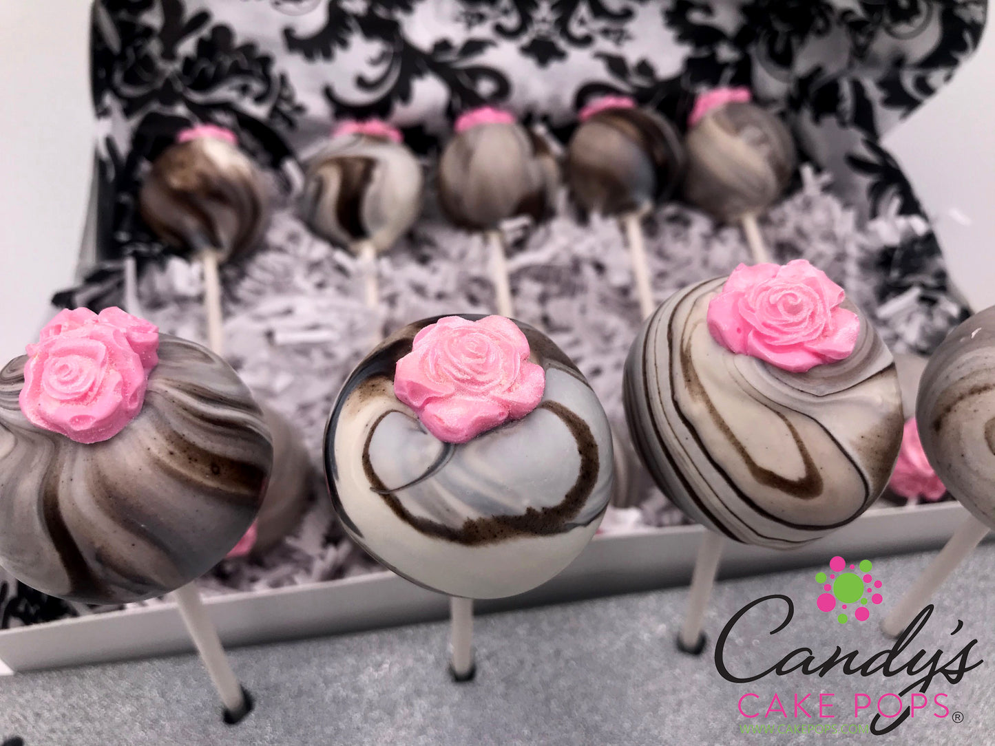 Marble Rose Cake Pops - Candy's Cake Pops