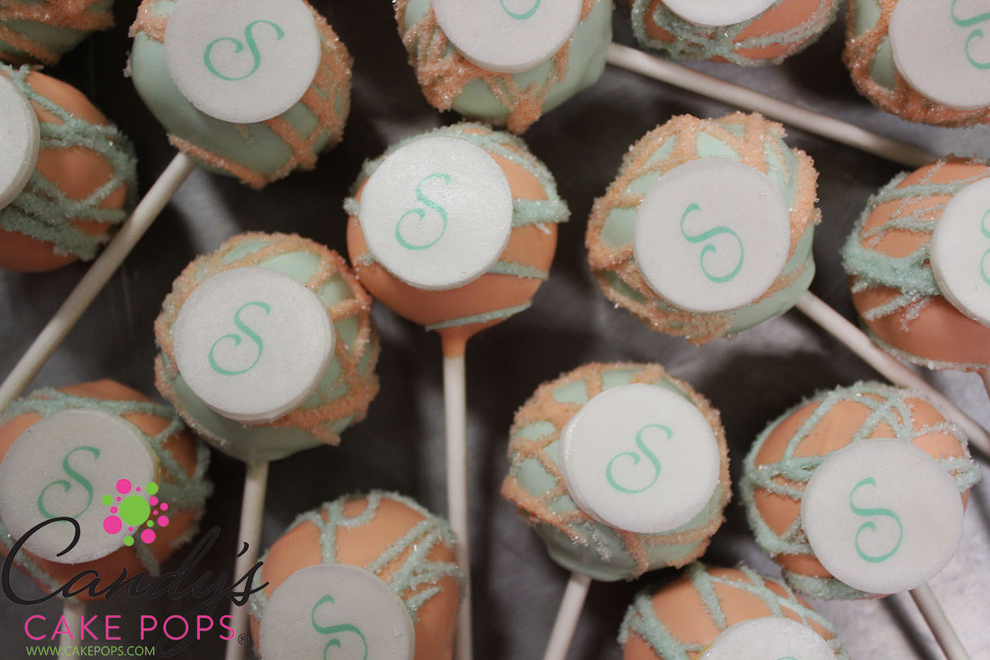 Custom Color + Monogram Decal Cake Pops - Candy's Cake Pops