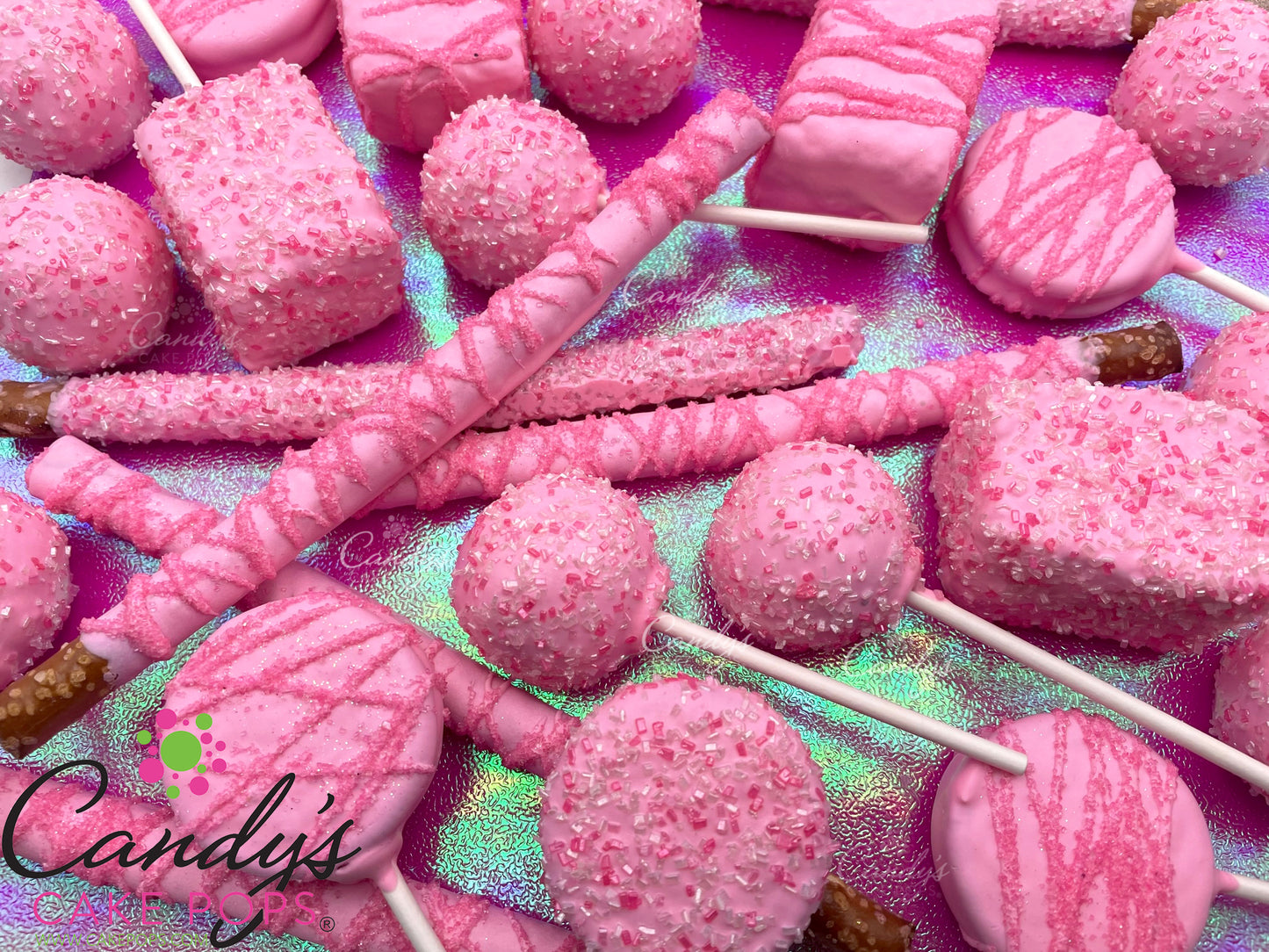 Custom Color Variety Package: Cake Pops, Oreos, Rice Krispies, & Pretzel Rods! - Candy's Cake Pops