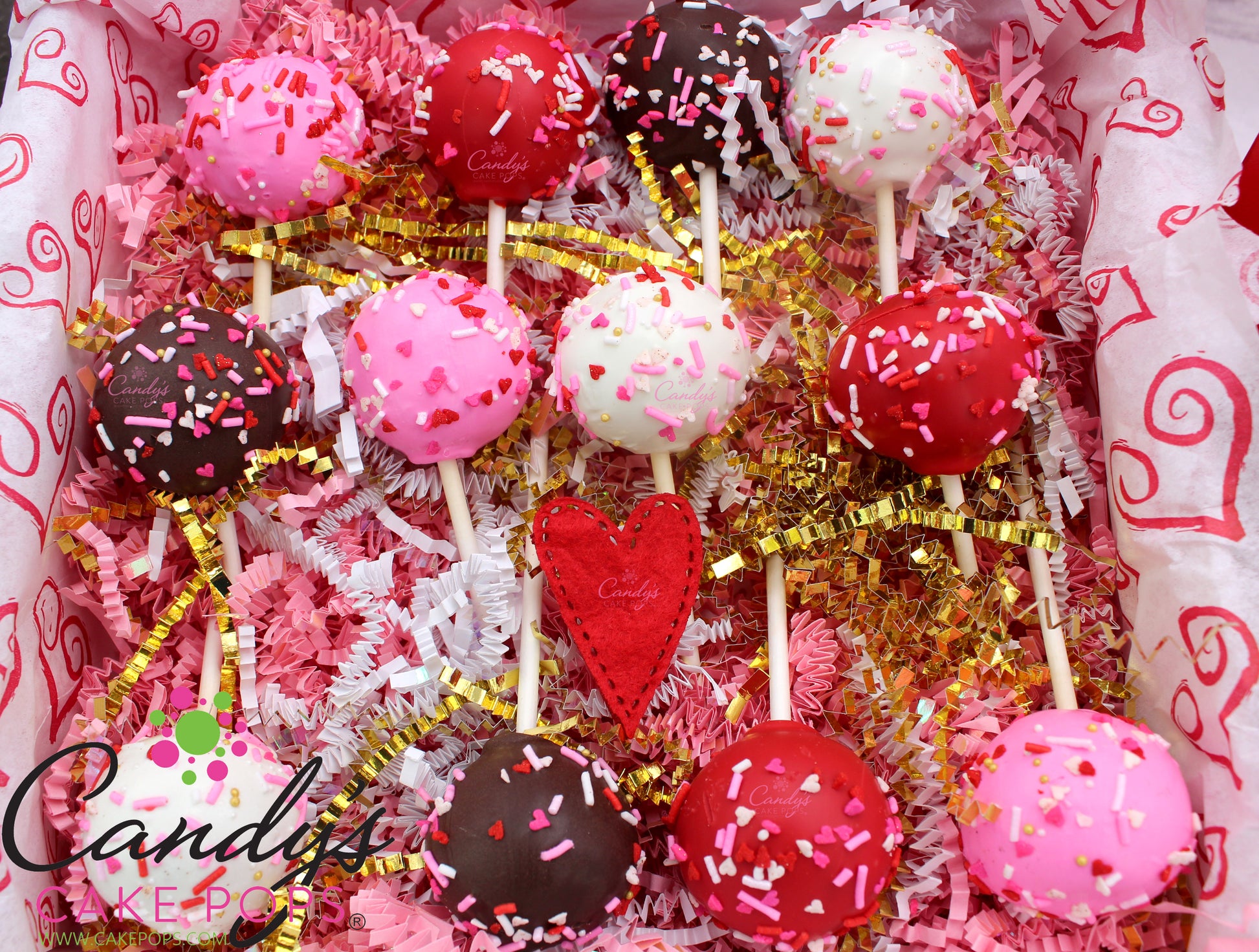 Valentine's Day Cake Pops Gift Box (1 Dozen - 50 Cake Pops) - Candy's Cake Pops