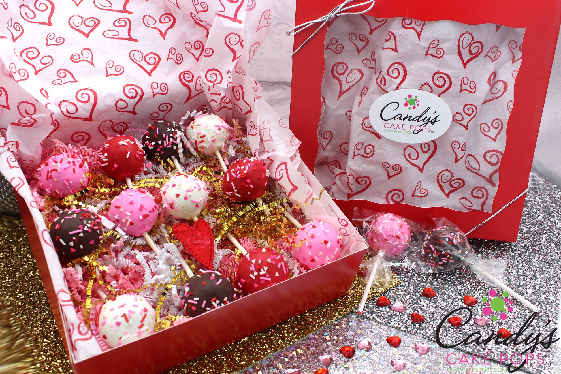 Valentine's Day Cake Pops Gift Box (1 Dozen - 50 Cake Pops) - Candy's Cake Pops