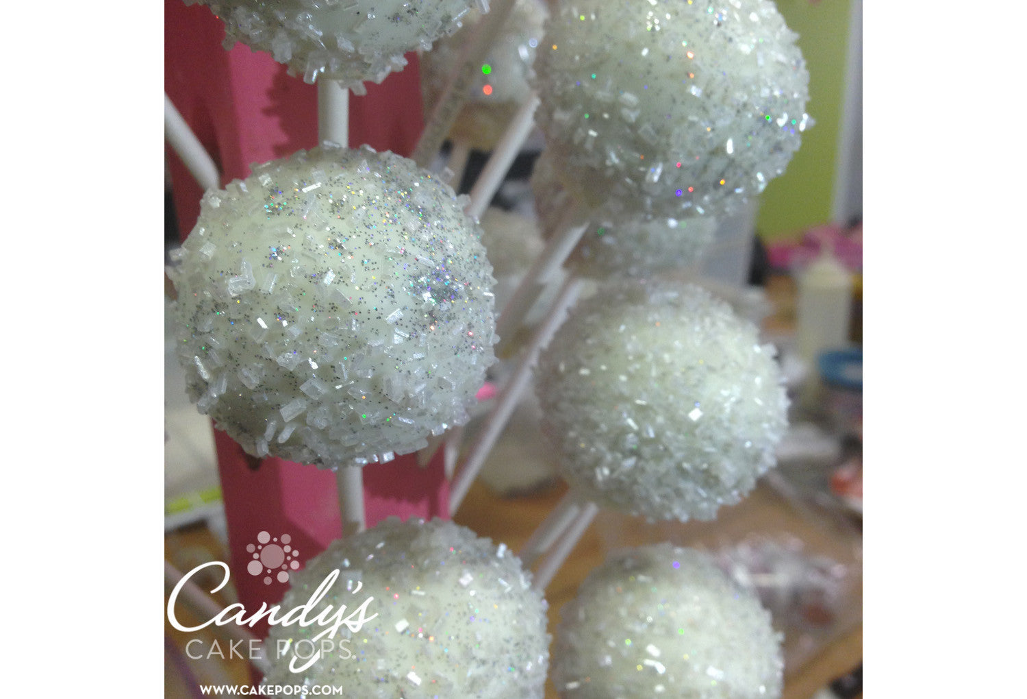 White Sparkle Glitter Cake Pops - Candy's Cake Pops